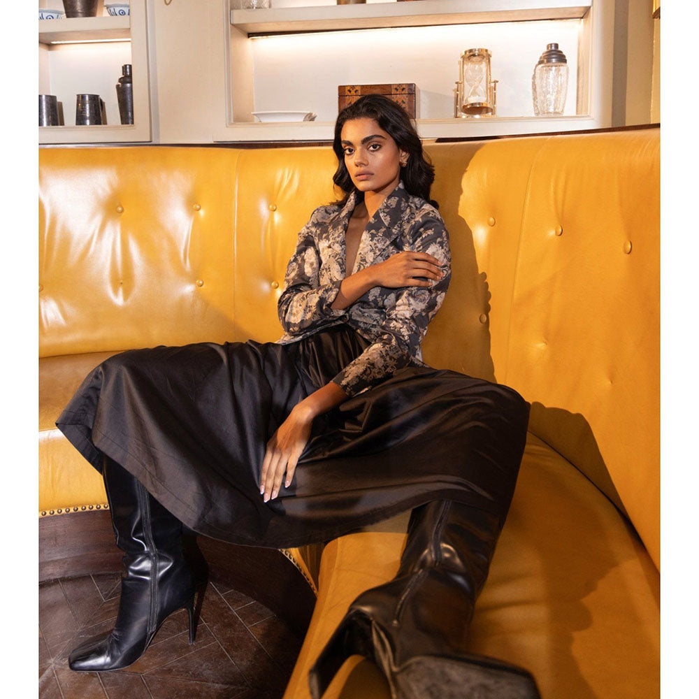 Sage By Mala Black Rose Blazer with Skirt (Set of 2)