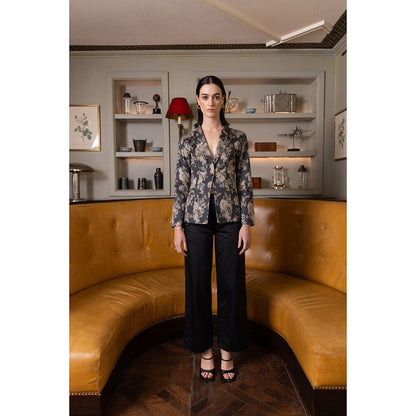 Sage By Mala Jade Garden Black Blazer with Pant (Set of 2)