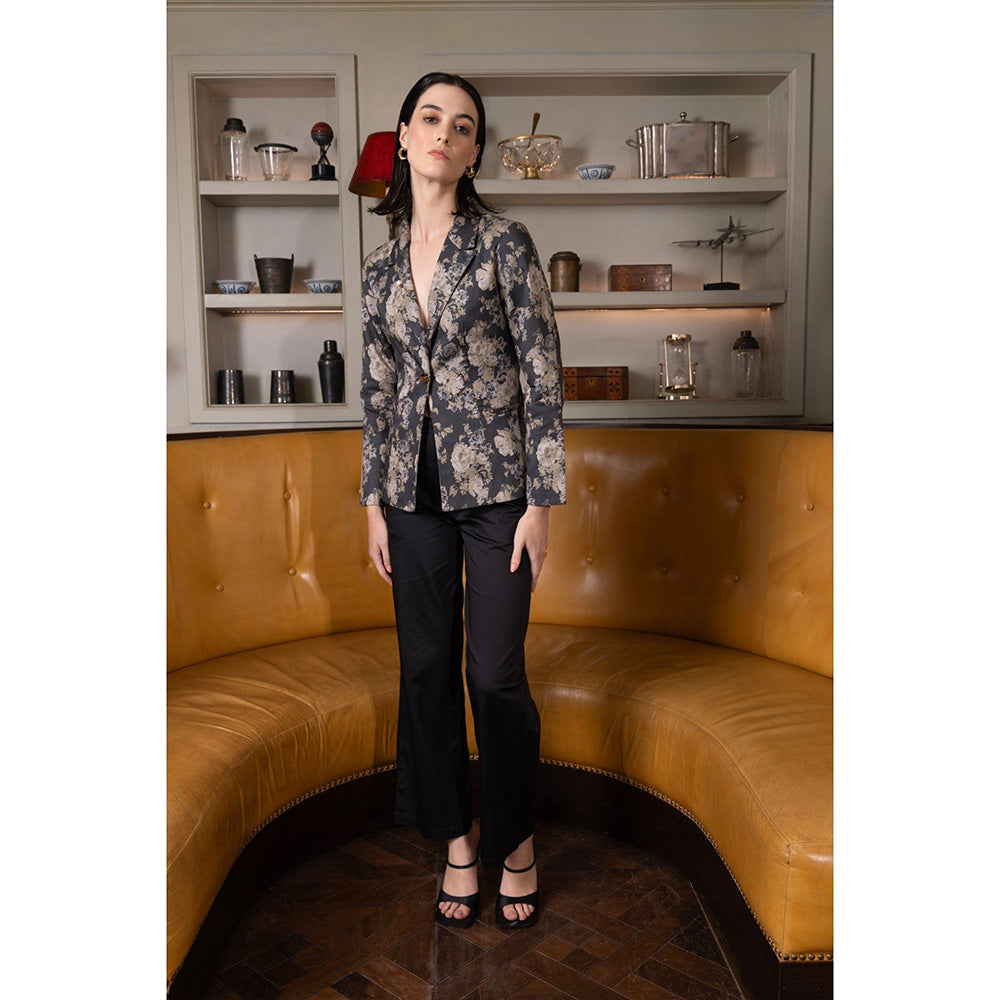 Sage By Mala Jade Garden Black Blazer with Pant (Set of 2)