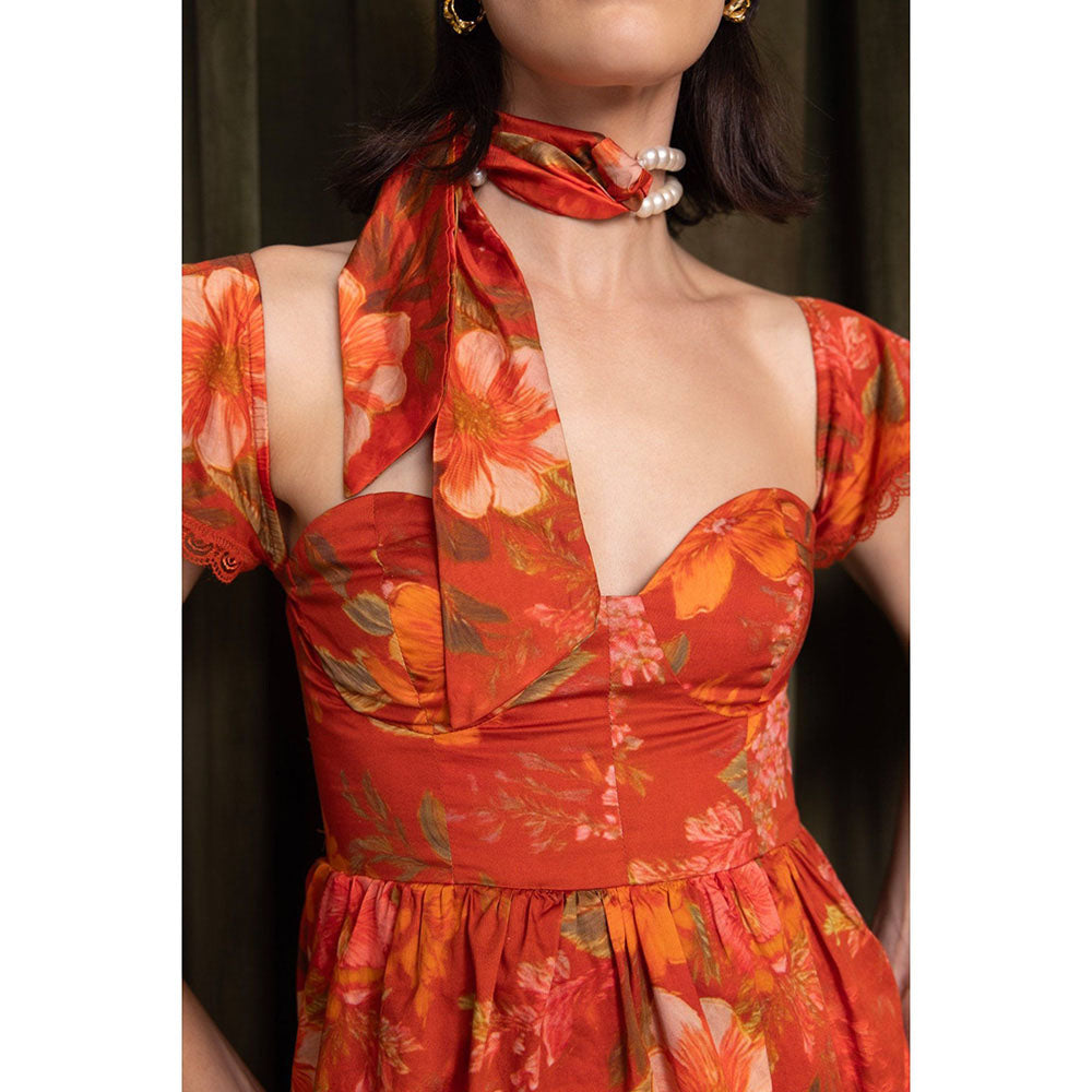 Sage By Mala Saffron Bloom Dress with Tie (Set of 2)