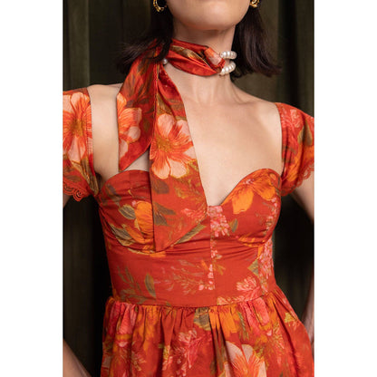 Sage By Mala Saffron Bloom Dress with Tie (Set of 2)