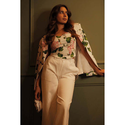 Sage By Mala Blossom Charm White Blazer with Pant and Top (Set of 3)