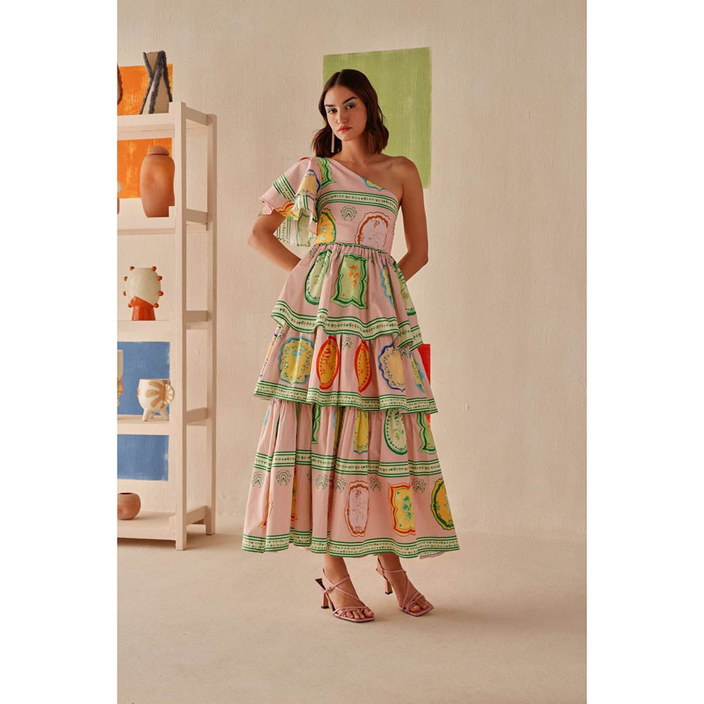 Sage By Mala Pink Printed Elani Dress