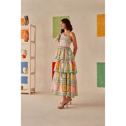 Sage By Mala Pink Printed Elani Dress