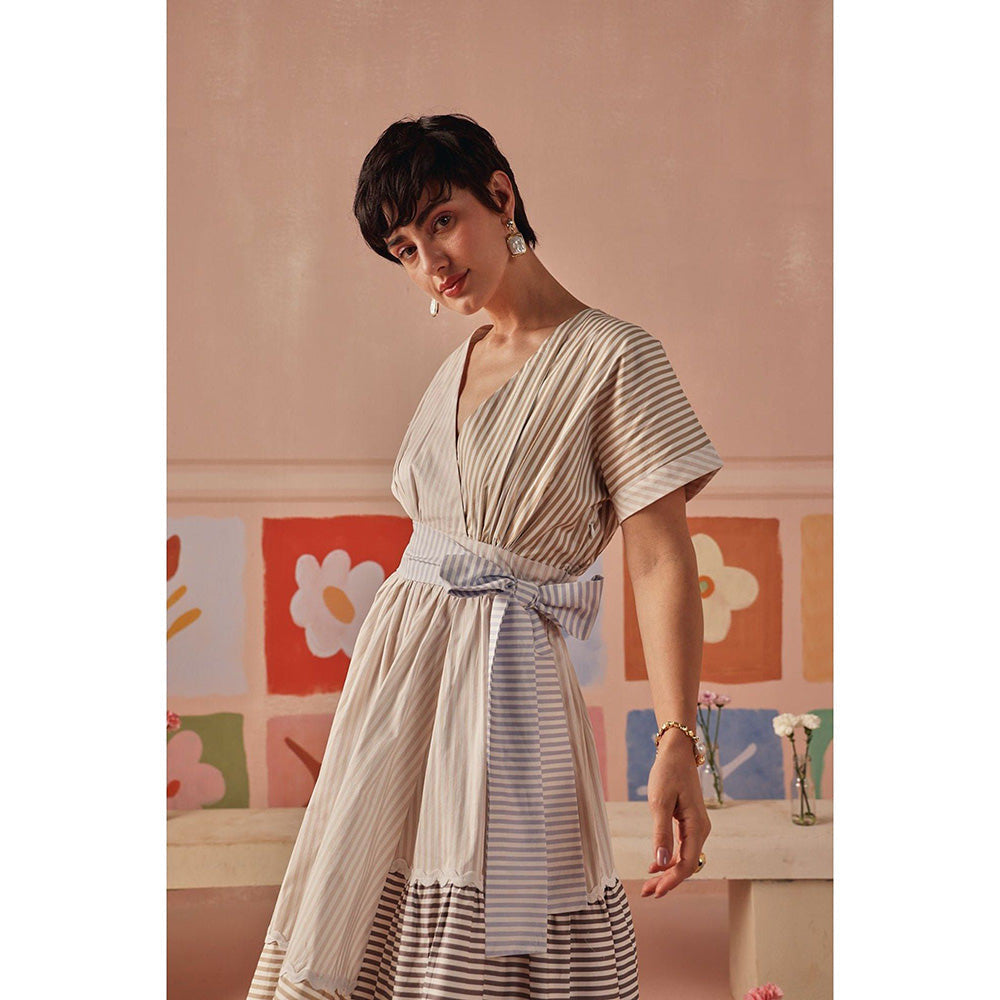 Sage By Mala Multi-Colour Pia Midi Dress with Detachable Belt
