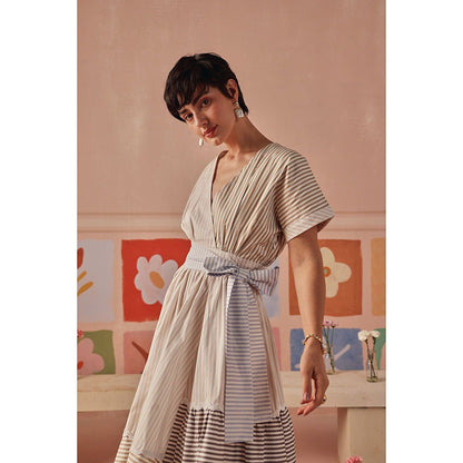 Sage By Mala Multi-Colour Pia Midi Dress with Detachable Belt