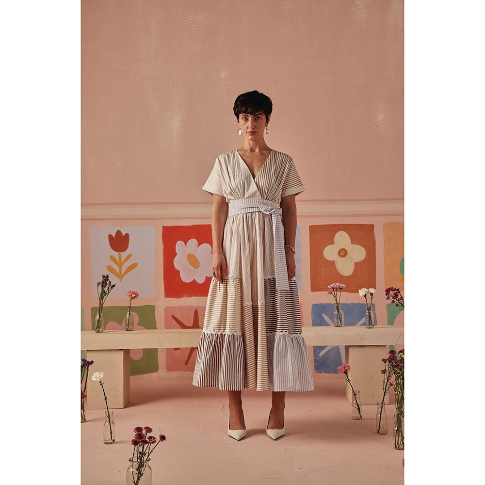 Sage By Mala Multi-Colour Pia Midi Dress with Detachable Belt