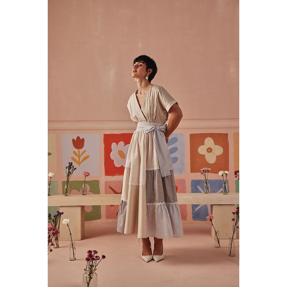 Sage By Mala Multi-Colour Pia Midi Dress with Detachable Belt