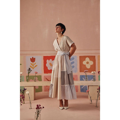 Sage By Mala Multi-Colour Pia Midi Dress with Detachable Belt