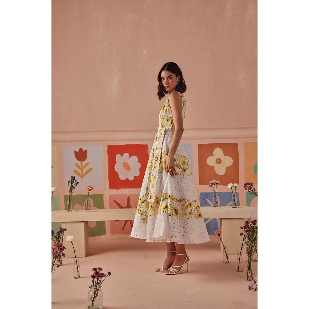 Sage By Mala Yellow Tali Midi Dress with Belt