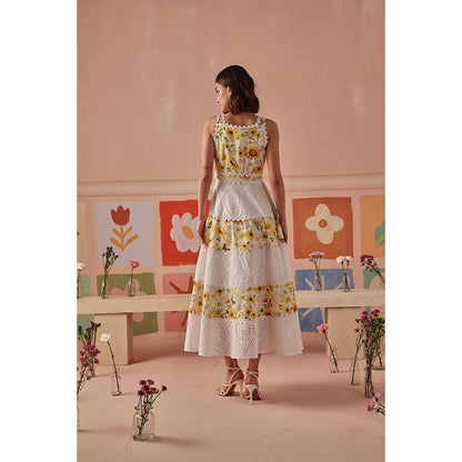 Sage By Mala Yellow Tali Midi Dress with Belt