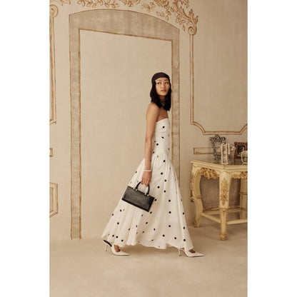 Sage By Mala Women White Polyester Maxi Dress