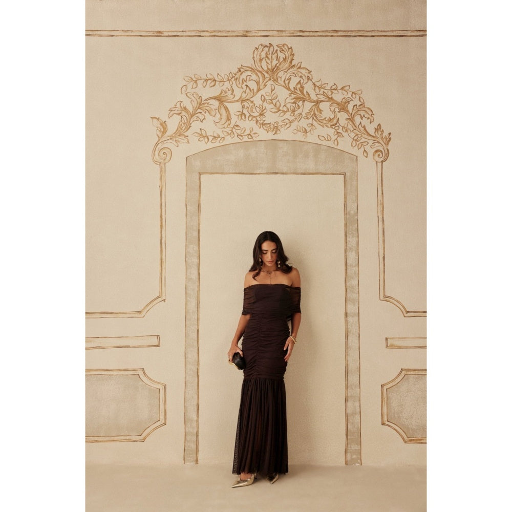 Sage By Mala Women Brown Polyester Maxi Dress