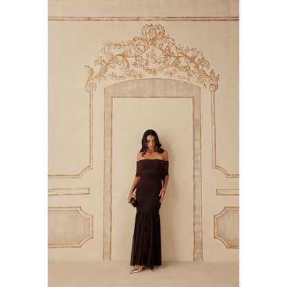 Sage By Mala Women Brown Polyester Maxi Dress