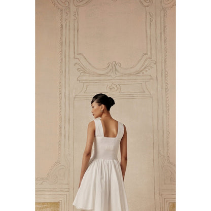 Sage By Mala Women White Cotton Midi Dress