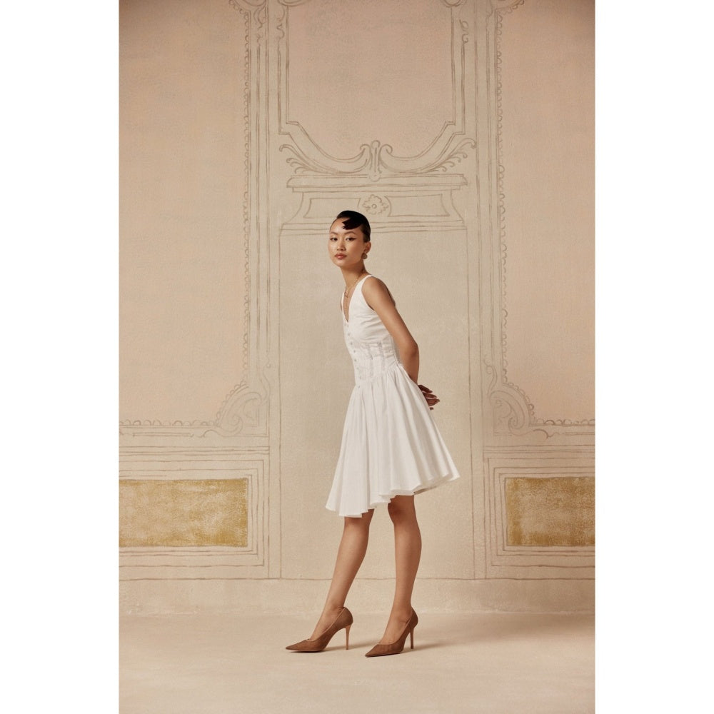 Sage By Mala Women White Cotton Midi Dress