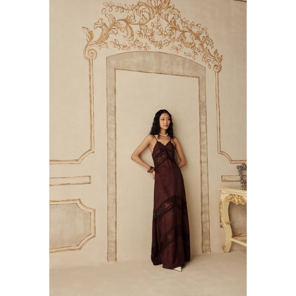 Sage By Mala Women Brown Polyester Maxi Dress