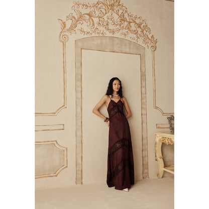 Sage By Mala Women Brown Polyester Maxi Dress