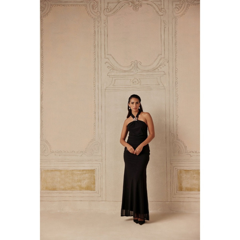 Sage By Mala Women Black Polyester Maxi Dress