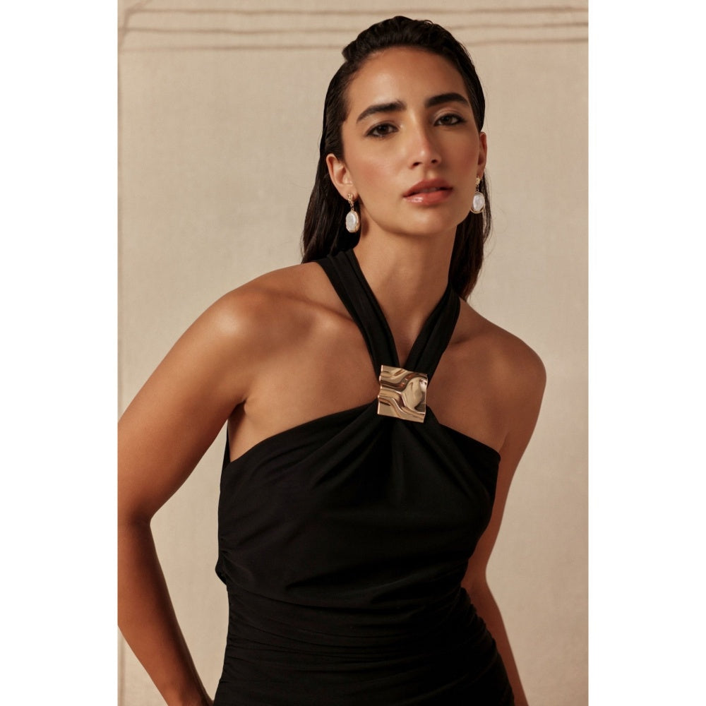 Sage By Mala Women Black Polyester Maxi Dress