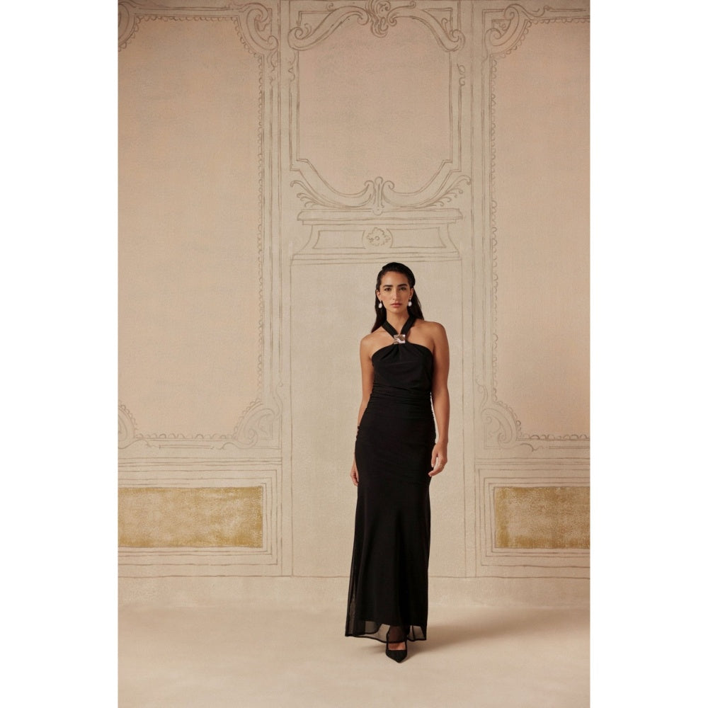 Sage By Mala Women Black Polyester Maxi Dress