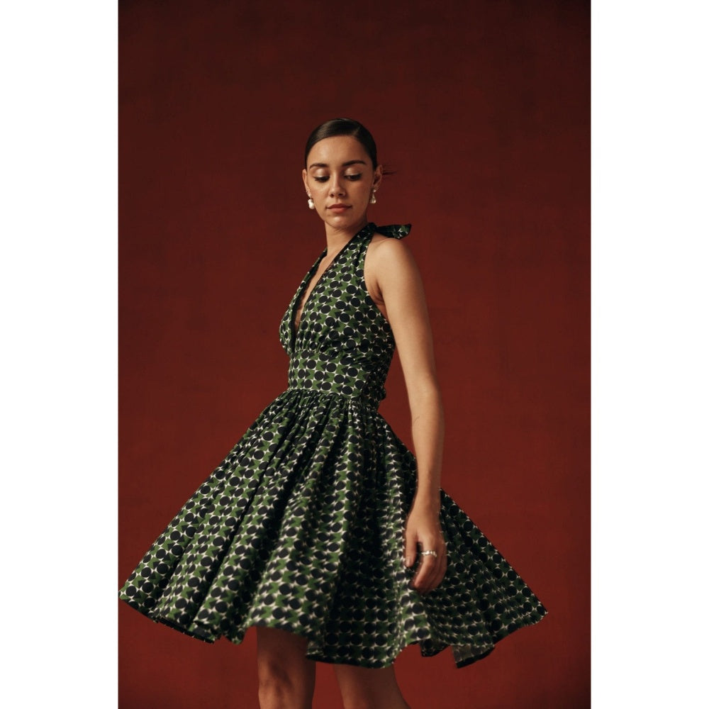 Sage By Mala Women Green Cotton Mini Dress