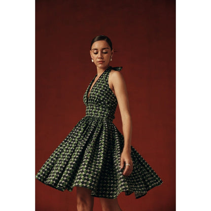 Sage By Mala Women Green Cotton Mini Dress