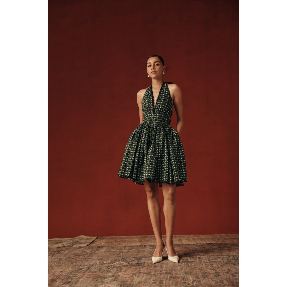 Sage By Mala Women Green Cotton Mini Dress