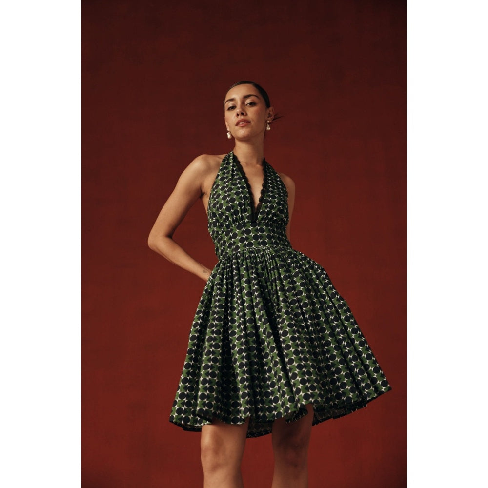 Sage By Mala Women Green Cotton Mini Dress