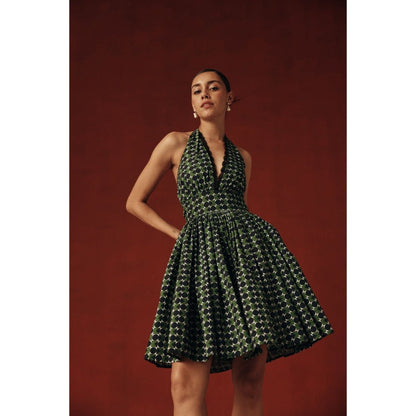 Sage By Mala Women Green Cotton Mini Dress