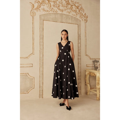 Sage By Mala Women Black Cotton Maxi Dress