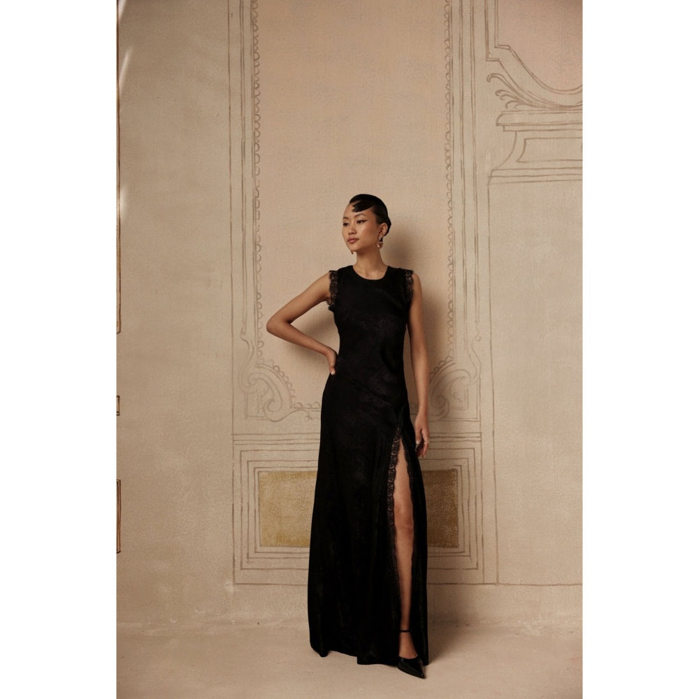 Sage By Mala Women Black Polyester Maxi Dress