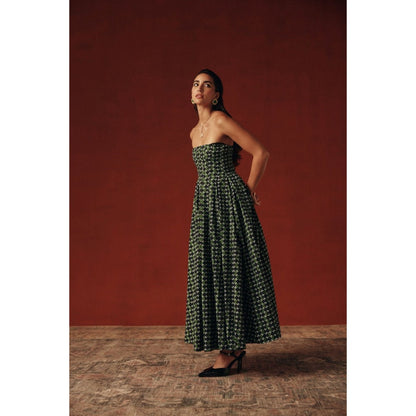 Sage By Mala Women Green Cotton Midi Dress