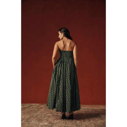 Sage By Mala Women Green Cotton Midi Dress