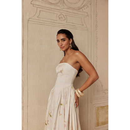 Sage By Mala Women White Cotton Midi Dress