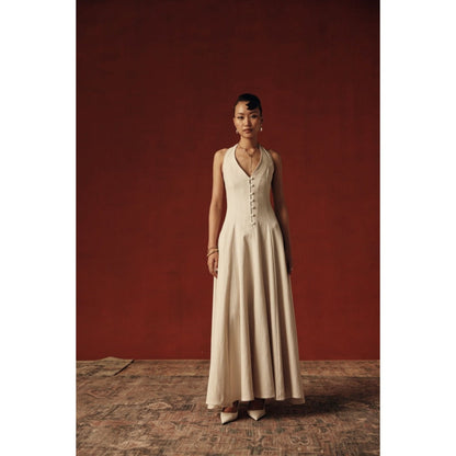 Sage By Mala Women White Cotton Maxi Dress