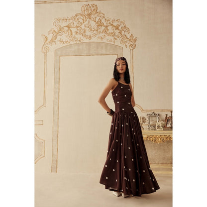 Sage By Mala Women Wine Satin Maxi Dress