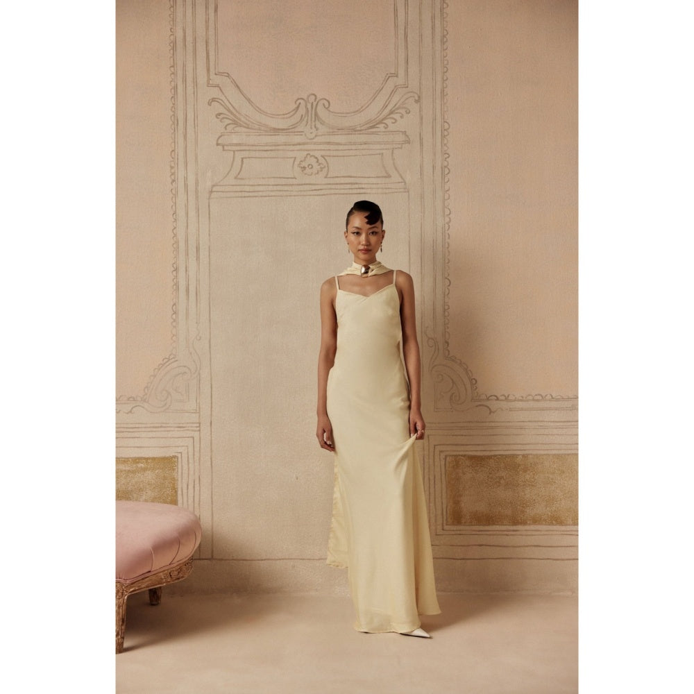 Sage By Mala Women Beige Satin Maxi Dress