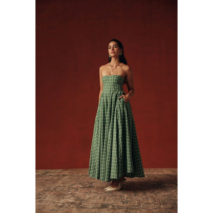 Sage By Mala Women Green Cotton Maxi Dress