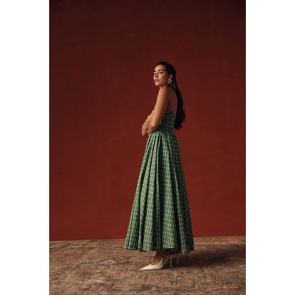 Sage By Mala Women Green Cotton Maxi Dress