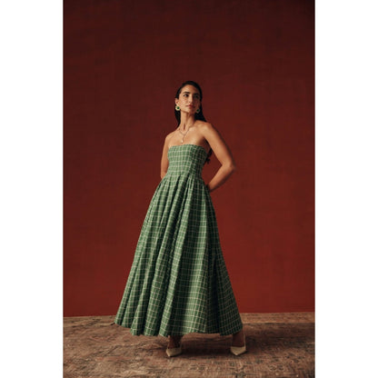 Sage By Mala Women Green Cotton Maxi Dress