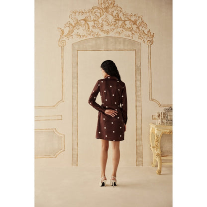 Sage By Mala Women Wine Cotton Mini Dress