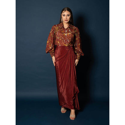 Sainy Garg Couture Ramya Shirt with Drape Skirt (Set of 2)