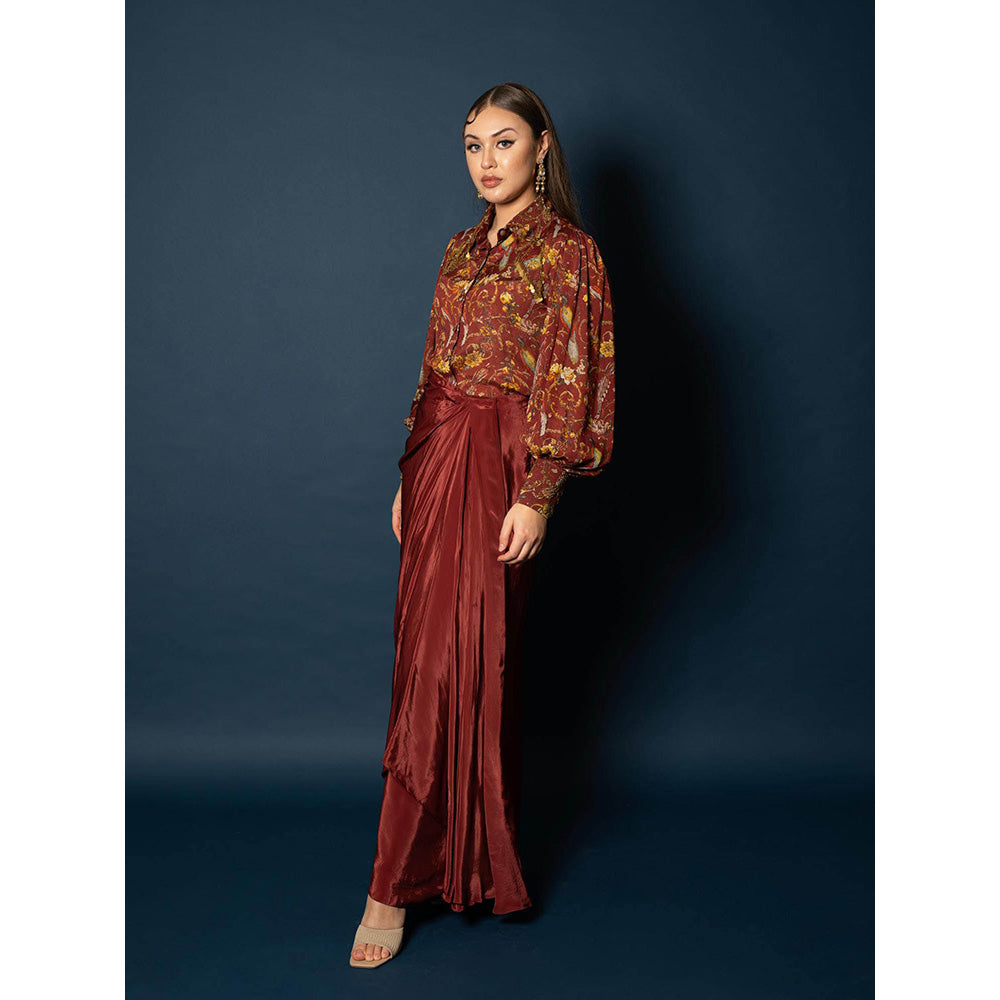 Sainy Garg Couture Ramya Shirt with Drape Skirt (Set of 2)