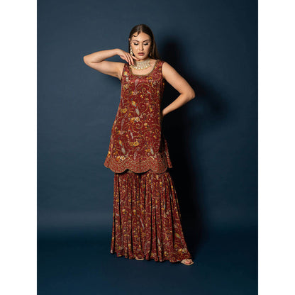 Sainy Garg Couture Daman Kurti with Sharara & Dupatta (Set of 3)