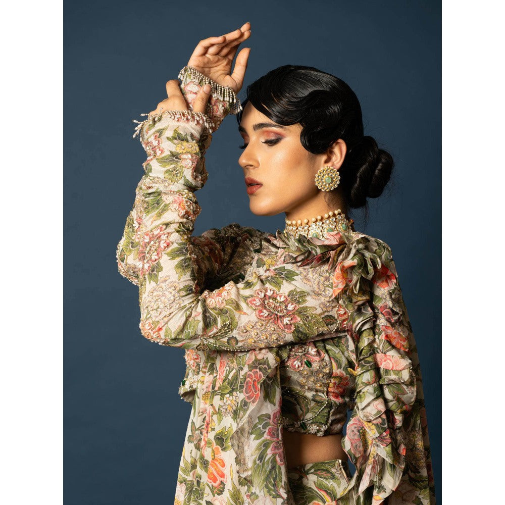 Sainy Garg Couture Maharani Drape Saree with Stitched Blouse