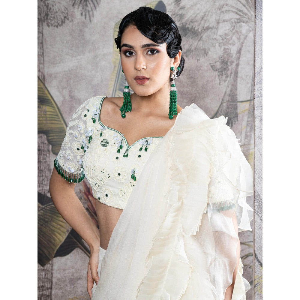 Sainy Garg Couture Rajanigandha Drape Saree with Stitched Blouse