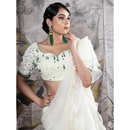 Sainy Garg Couture Rajanigandha Drape Saree with Stitched Blouse