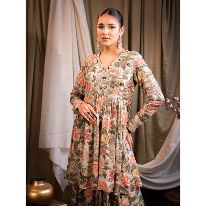 Sainy Garg Couture Ivory Elysia Sharara with Kurta (Set of 2)