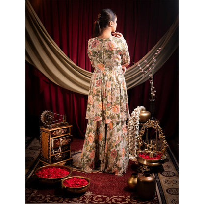 Sainy Garg Couture Ivory Elysia Sharara with Kurta (Set of 2)